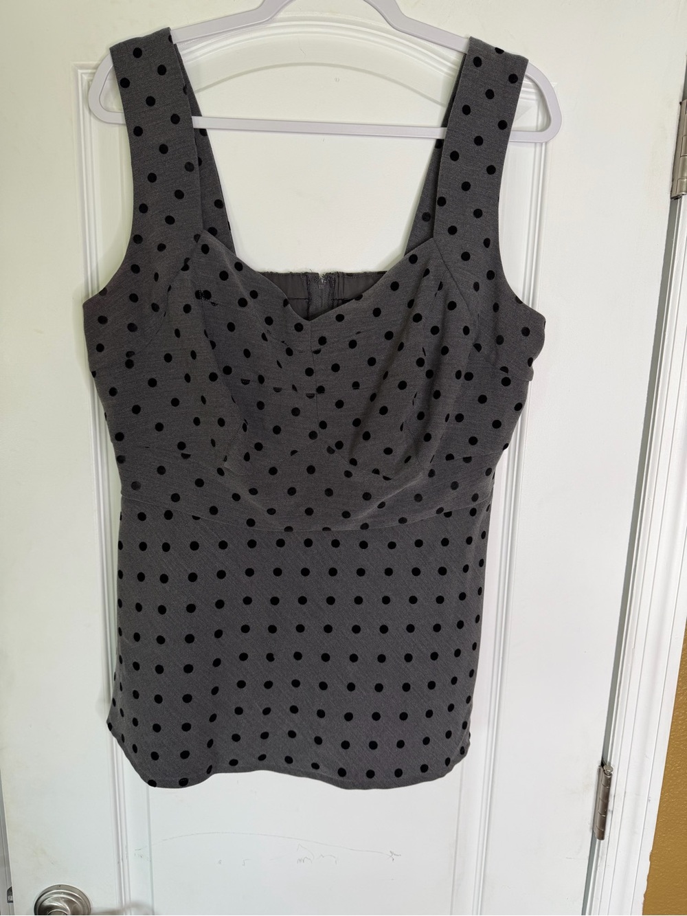 Torrid Plus Size GrayW/Black Velvet Polka Dot Peplum Tank Blouse Size 2X